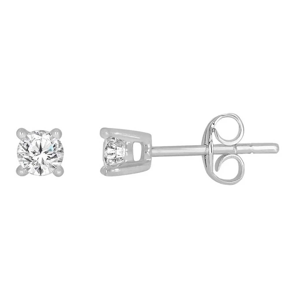 9ct White Gold 1/4 Carat Diamond Stud Earrings