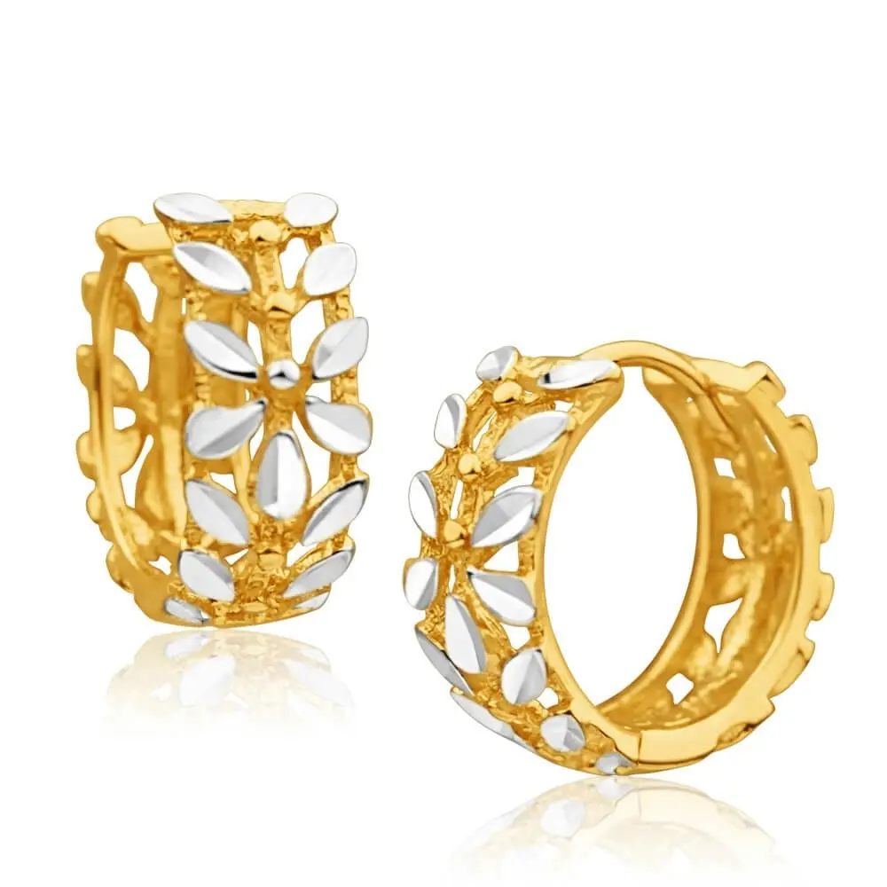 9ct Yellow Gold Hoop Filigree Earrings