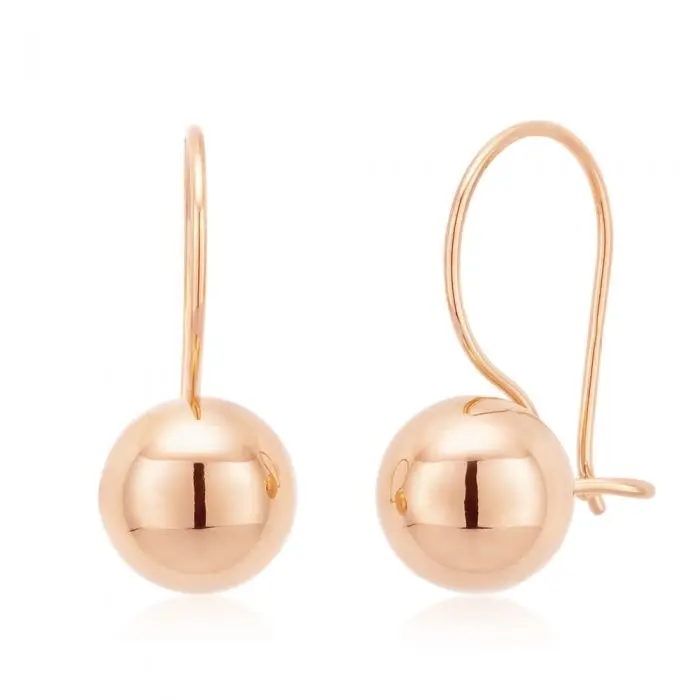 9ct Rose Gold 7mm Euroball Earrings