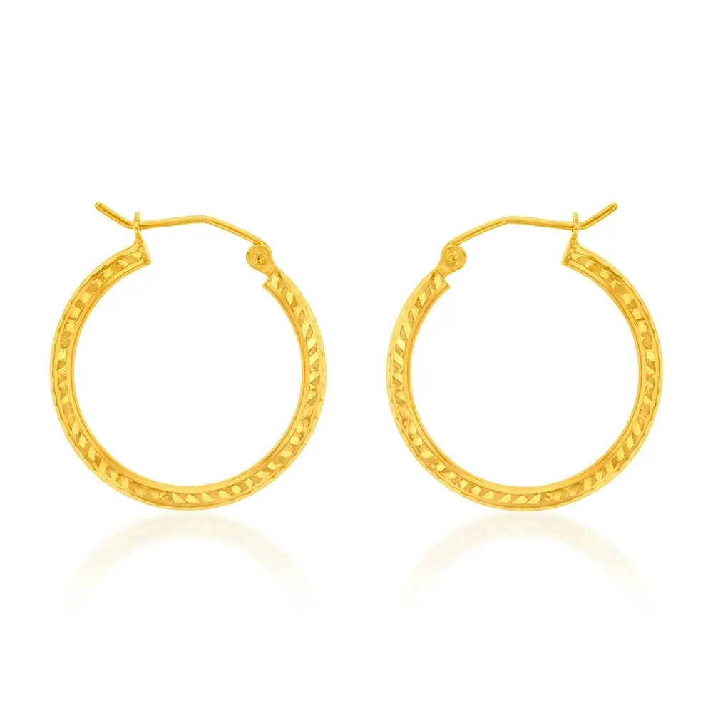 9ct Yellow Gold Silverfilled Fancy Hoop Earring