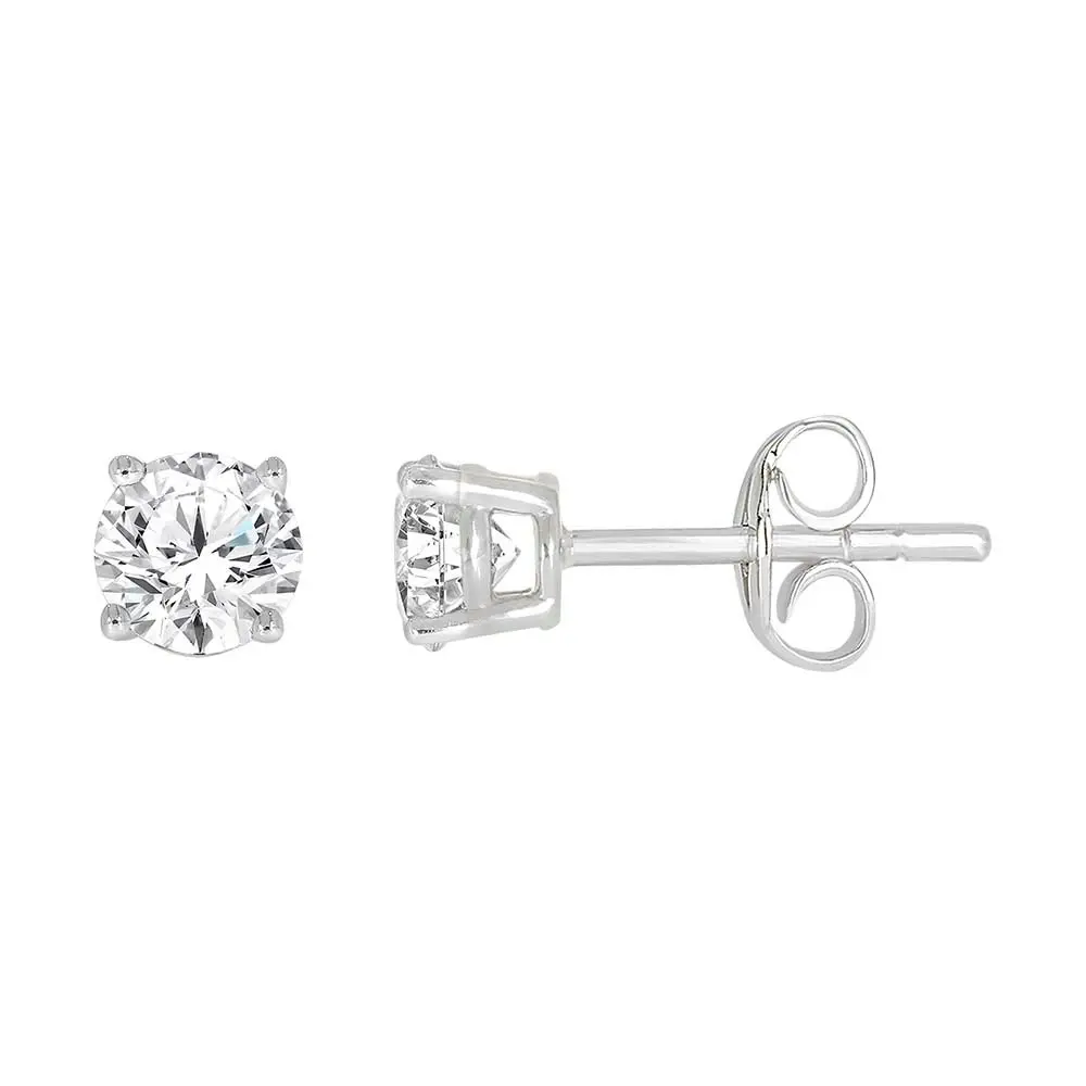 9ct White Gold 1/2 Carat Diamond Stud Earrings