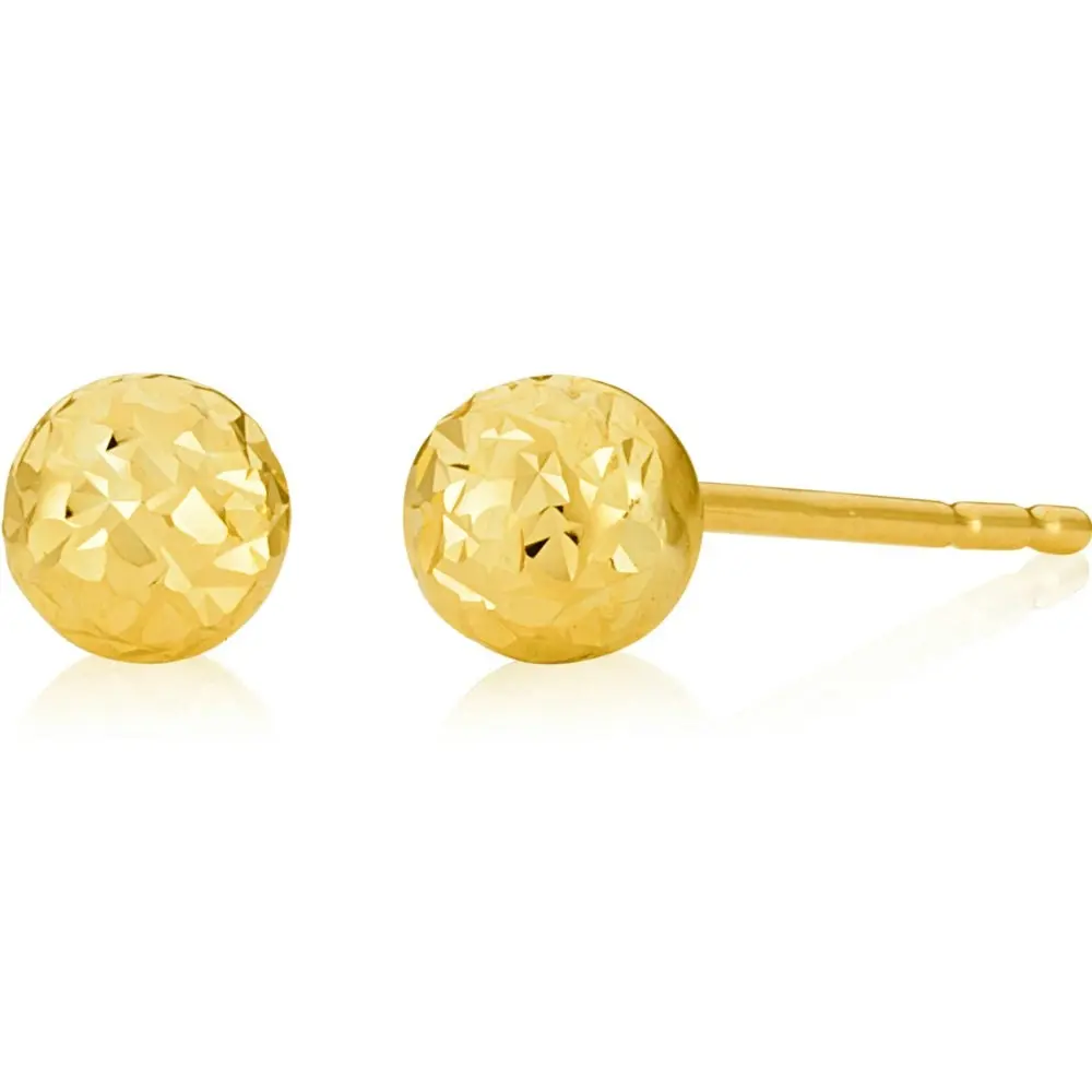 9ct Yellow Gold 4mm Dicut Ball studs Earrings