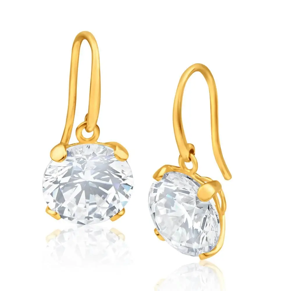 9ct Alluring Yellow Gold Cubic Zirconia Drop Earrings