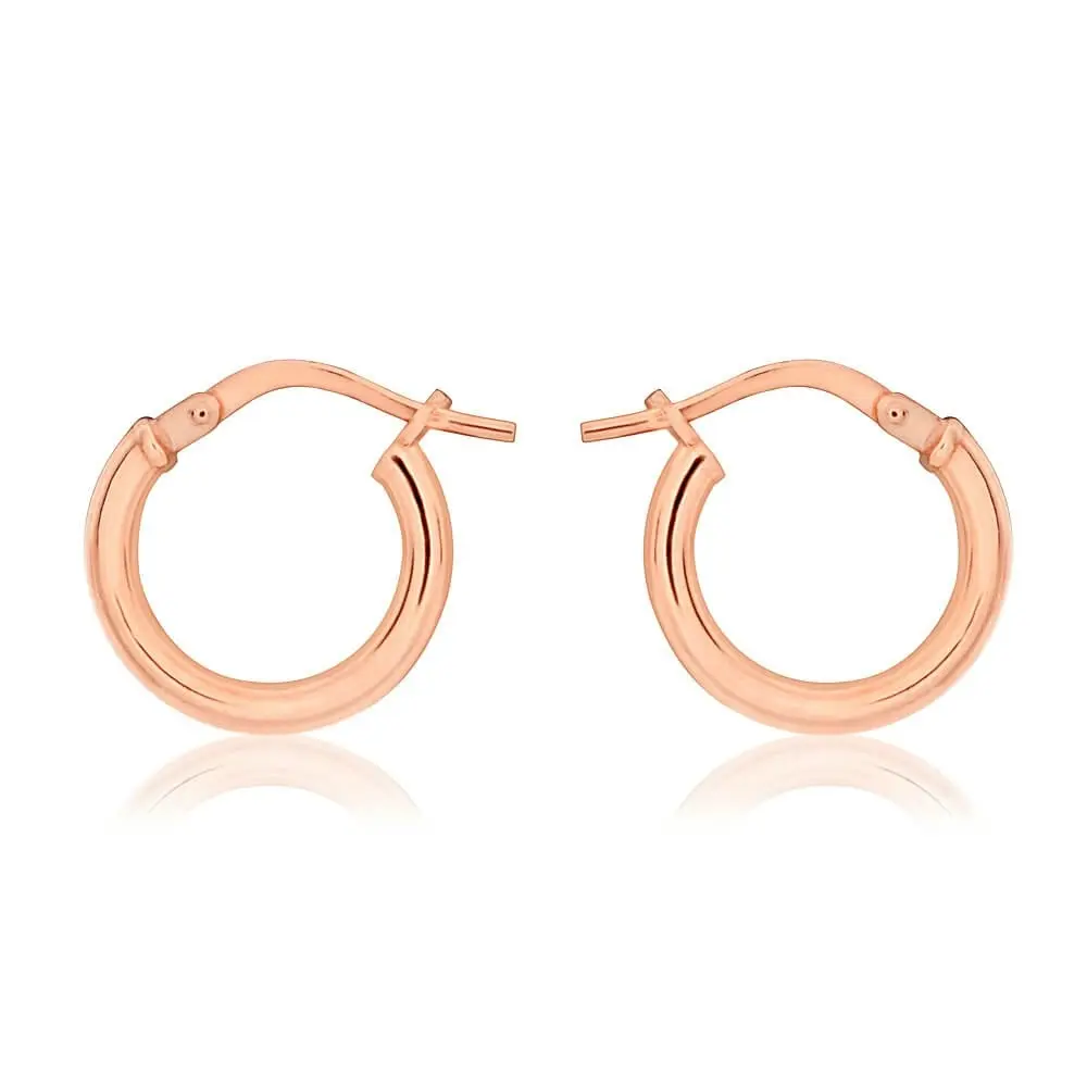 9ct Rose Gold Silver Filled 10mm Hoop Earrings