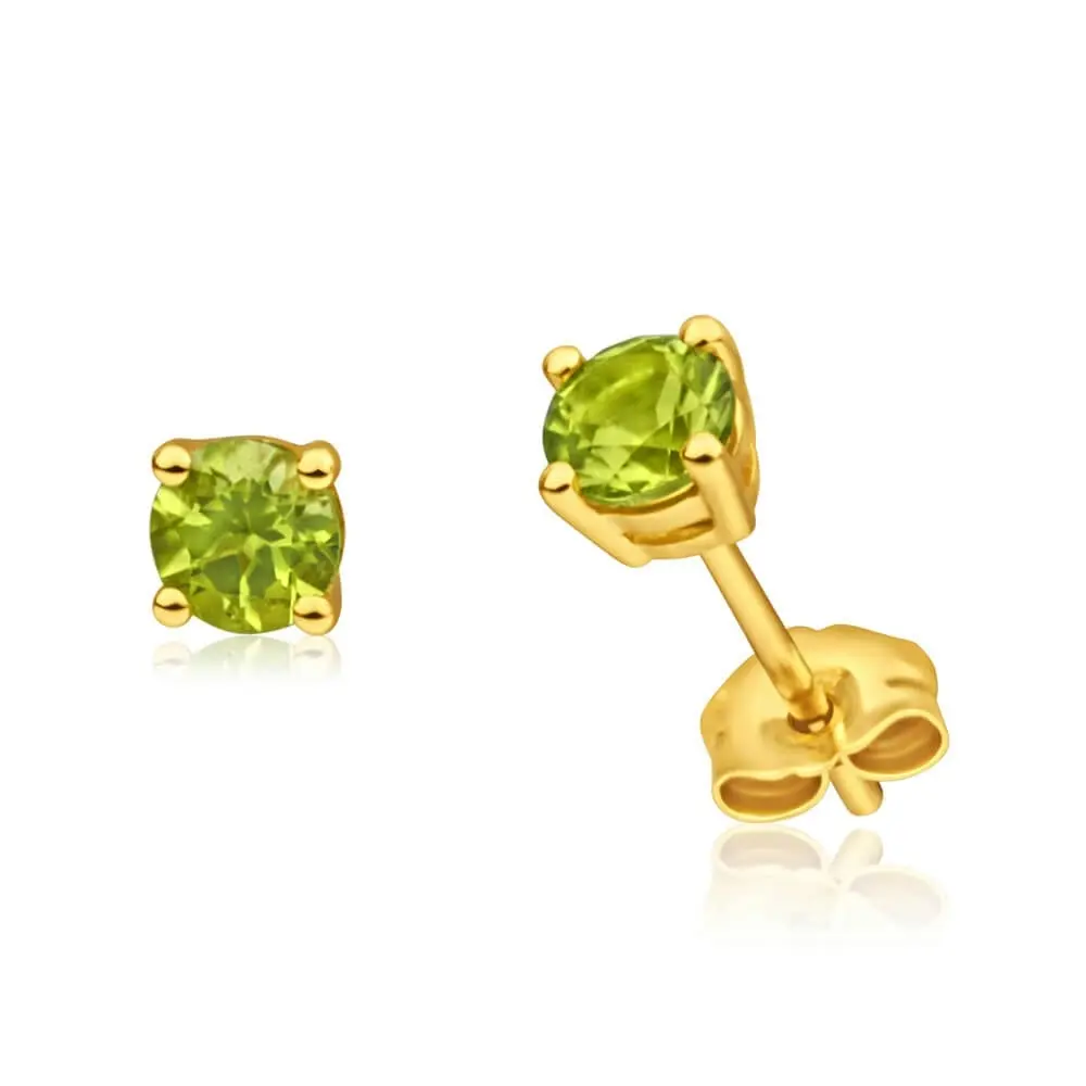 9ct Yellow Gold Peridot Stud Earrings