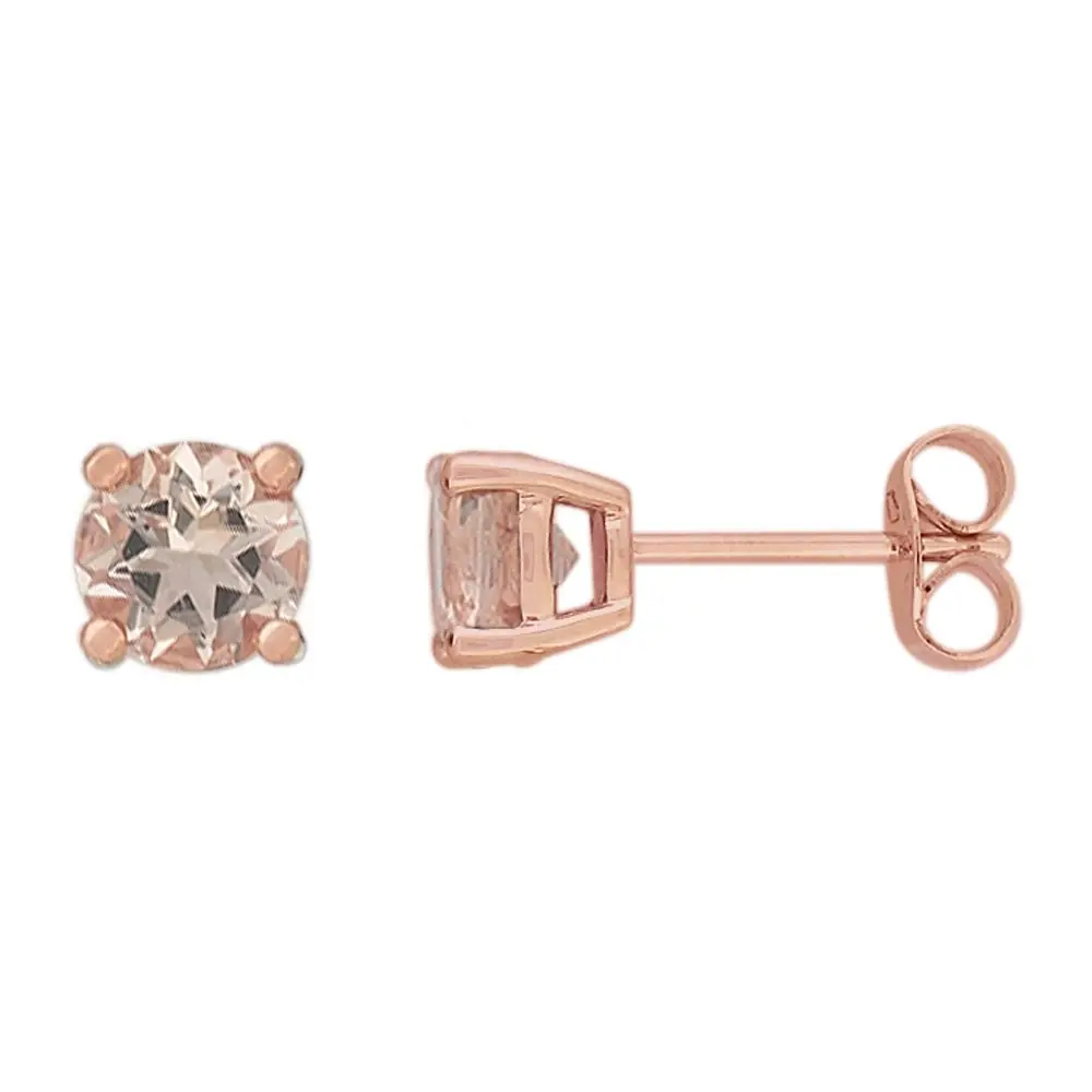 9ct Rose Gold Morganite Stud Earrings