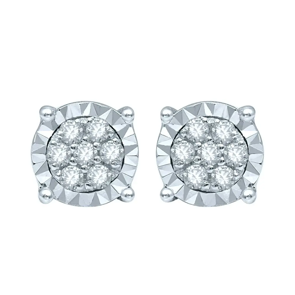 Silver Studs with 14 Diamonds