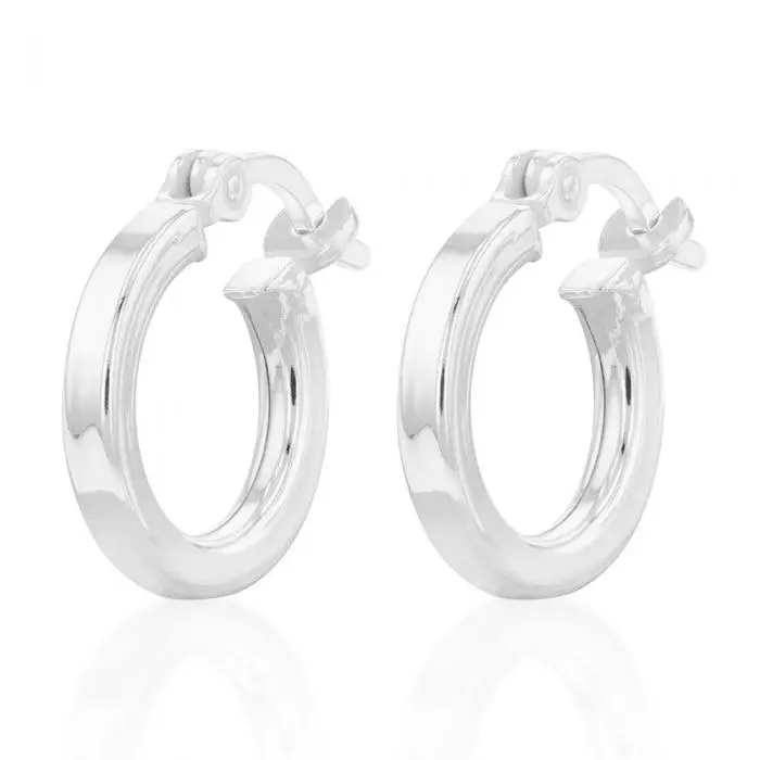 Sterling Silver Squared Sided Hoop Earrings