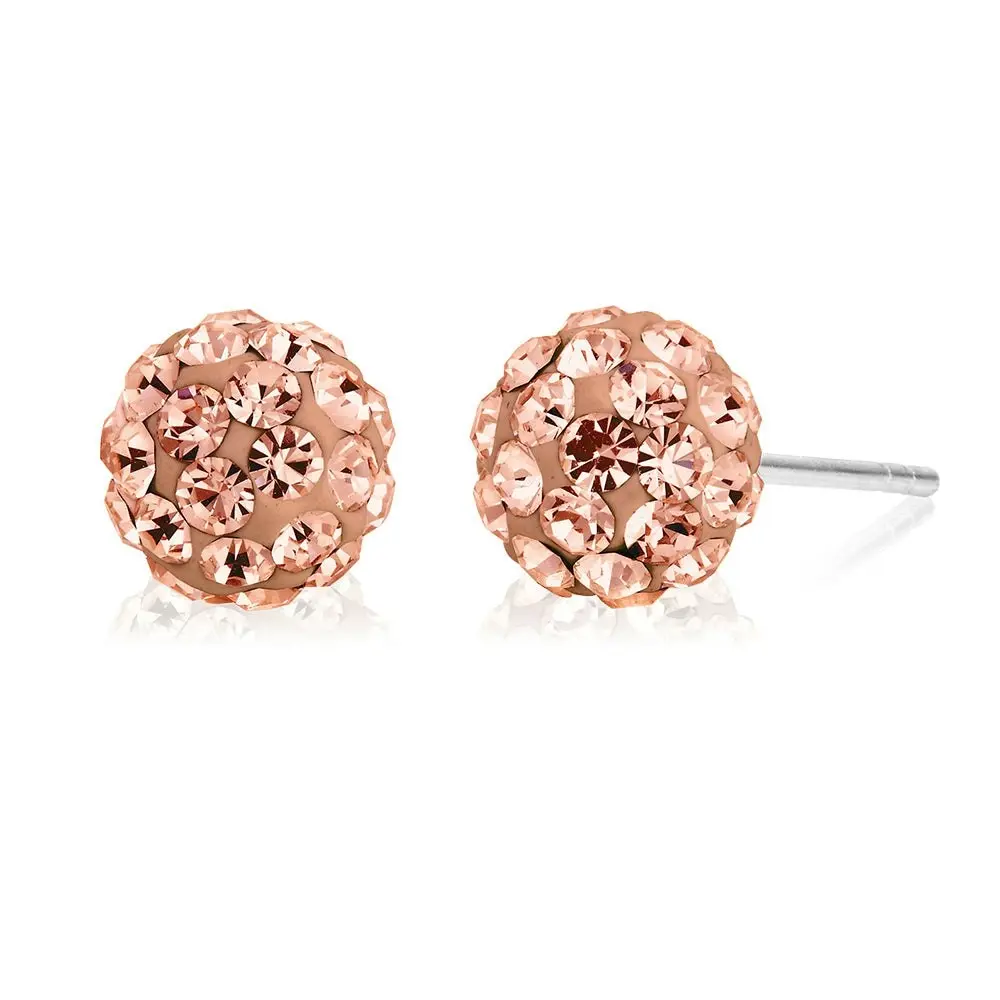 Sterling Silver Crystal Peach Stud Earrings