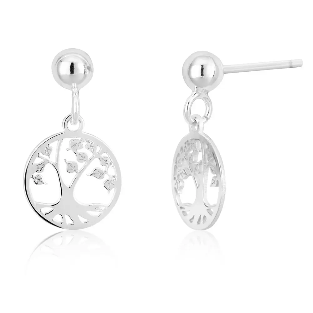 Sterling Silver 10mm Tree Of Life Earrings