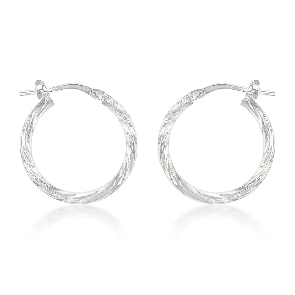 Sterling Silver Twisted 15mm Hoop Earrings