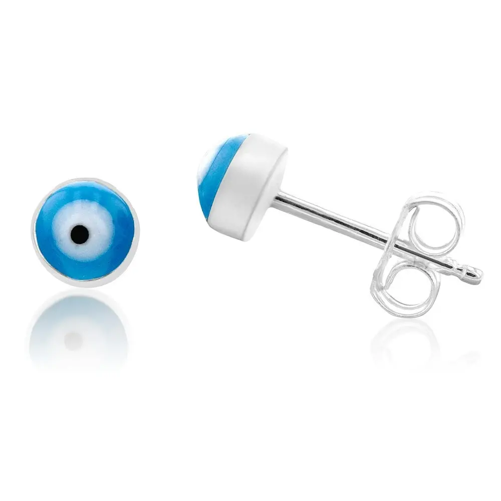 Sterling Silver Evil Eye Stud Earrings