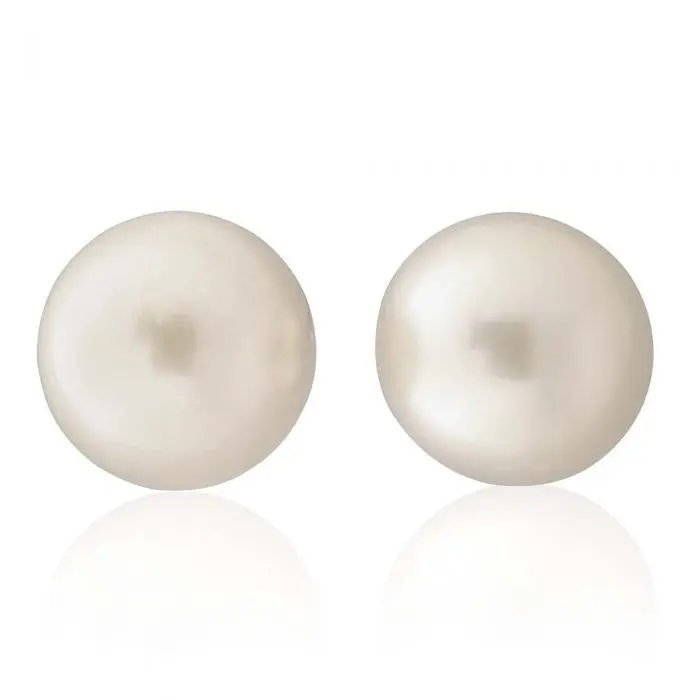 Sterling Silver 8-10mm White South Sea Stud Earrings