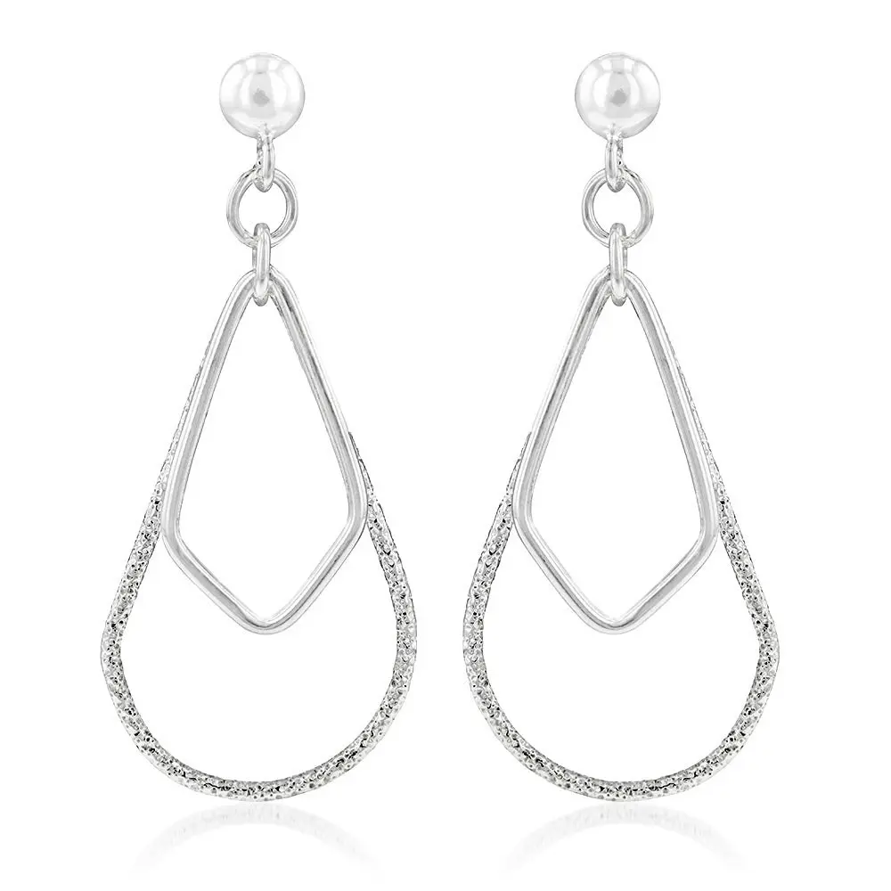 Sterling Silver Fancy Patterned Drop Earrings