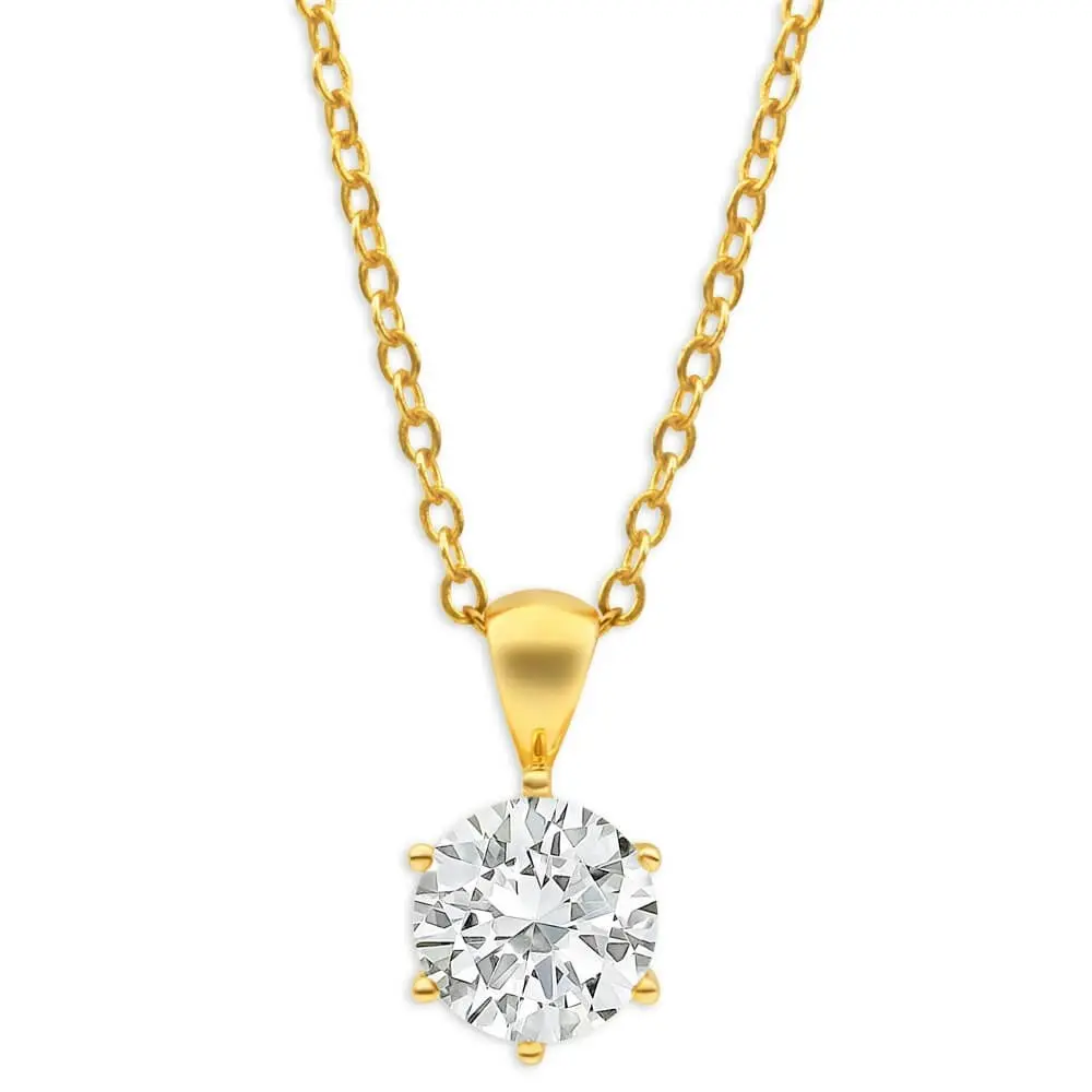 9ct Yellow Gold 8mm Cubic Zirconia Pendant