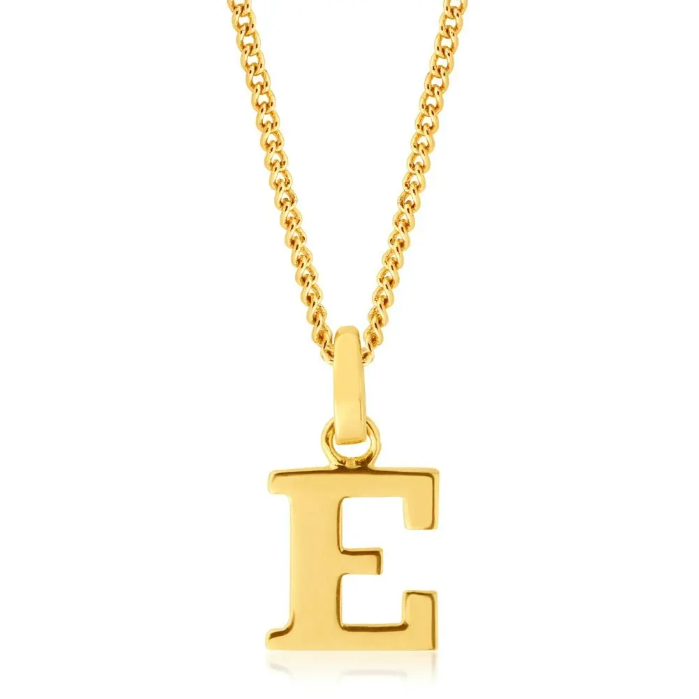 9ct Yellow Gold Initial "E" Pendant