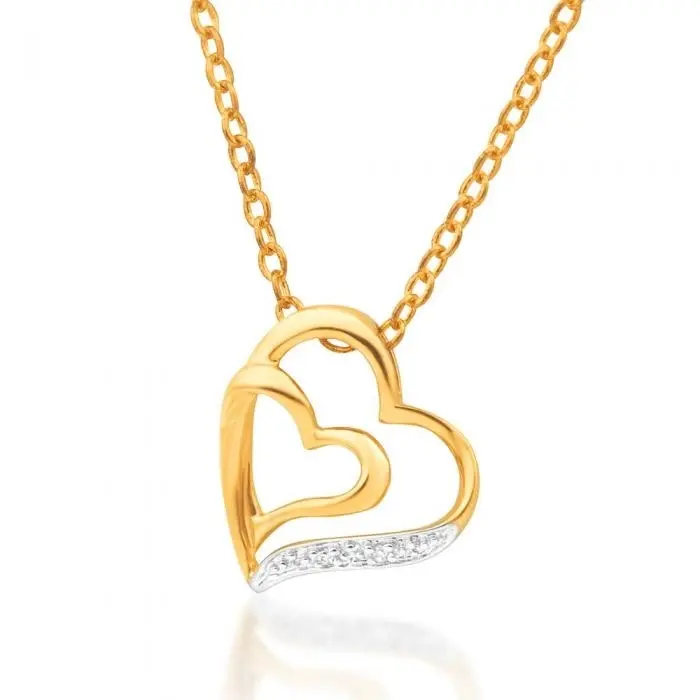 9ct Elegant Yellow Gold Diamond Pendant