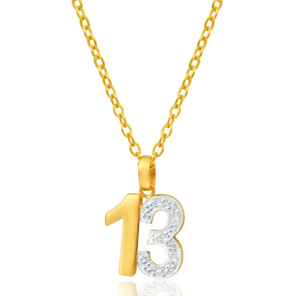 9ct Yellow Gold 13 Diamond Pendant