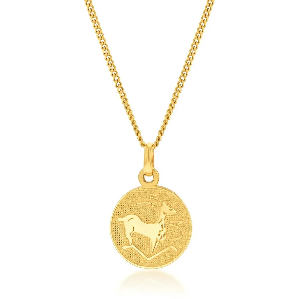 9ct Yellow Gold Capricorn Pendant