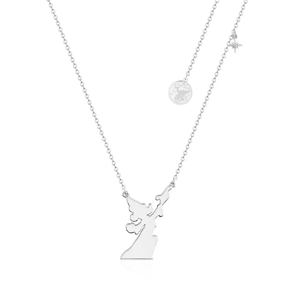 Disney Fantasia White Gold Plated Mickey Reach For The Stars Pendant On Chain