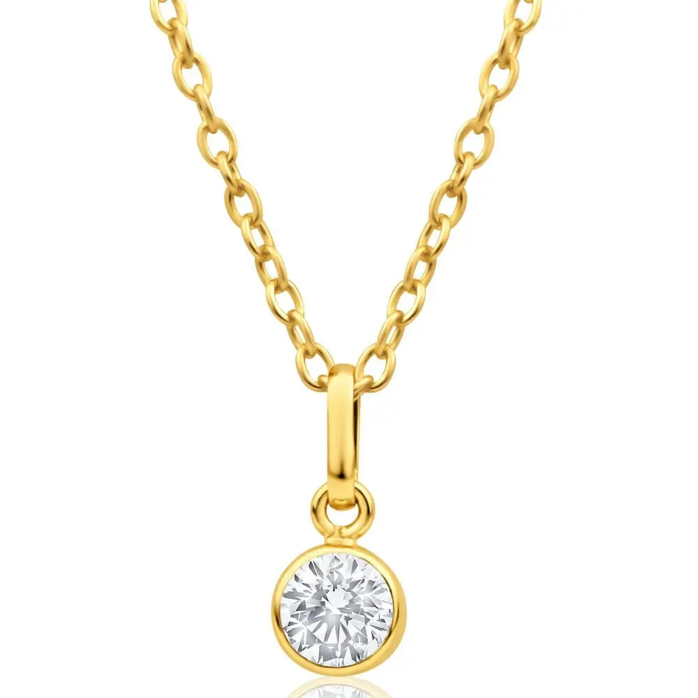 9ct Yellow Gold Cubic Round Zirconia 5mm Pendant