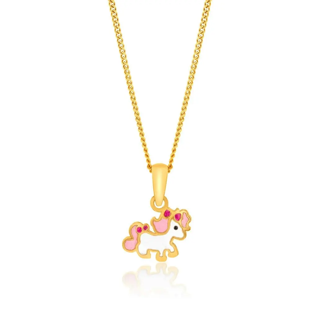 9ct Yellow Gold Coloured Unicorn Pendant