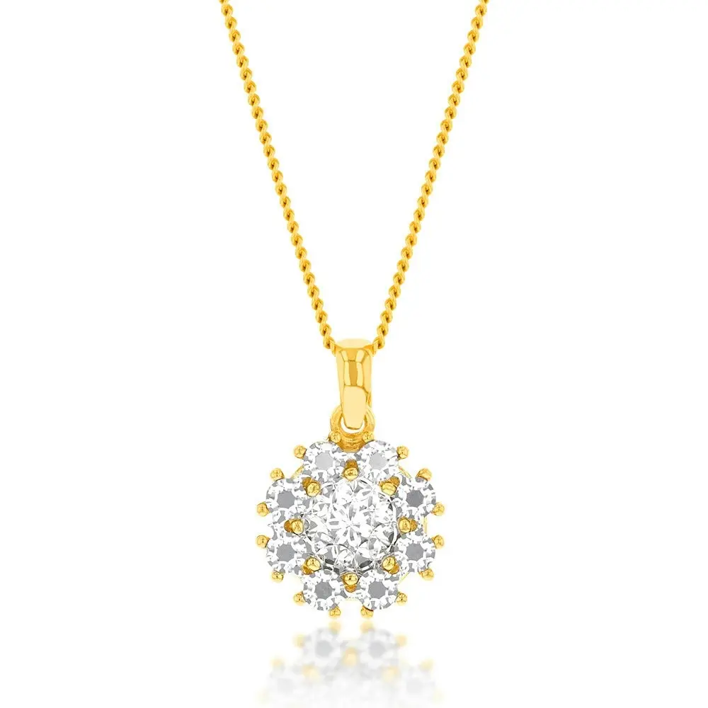 9ct Yellow And White Gold Two Tone Round Pendant