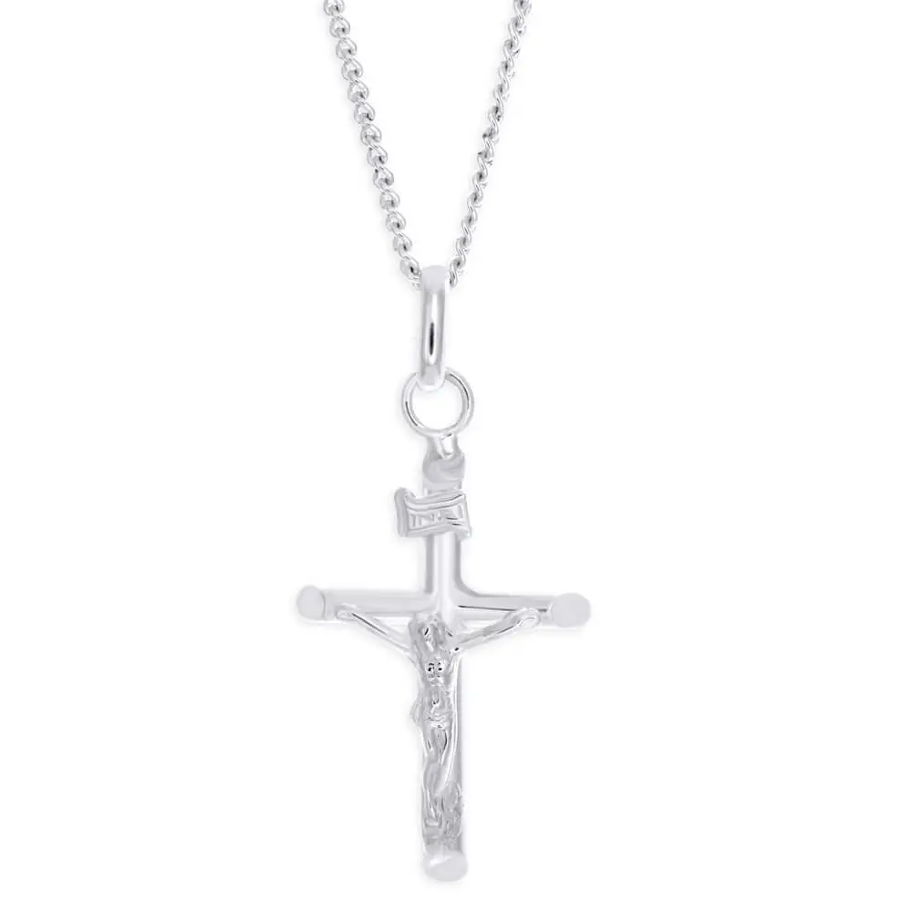 Sterling Silver Barrel Crucifix Pendant