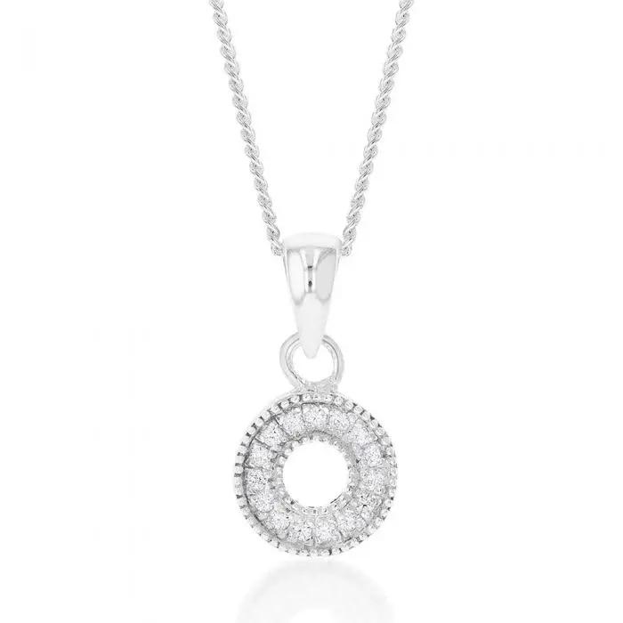 Sterling Silver Cubic Zirconia On Circle Pendant