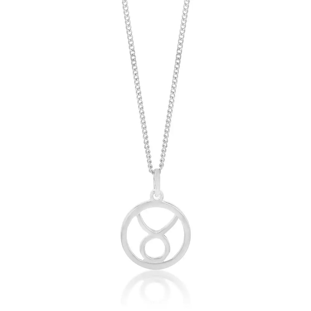 Sterling Silver Round Zodiac/Star Sign Tarus Pendant