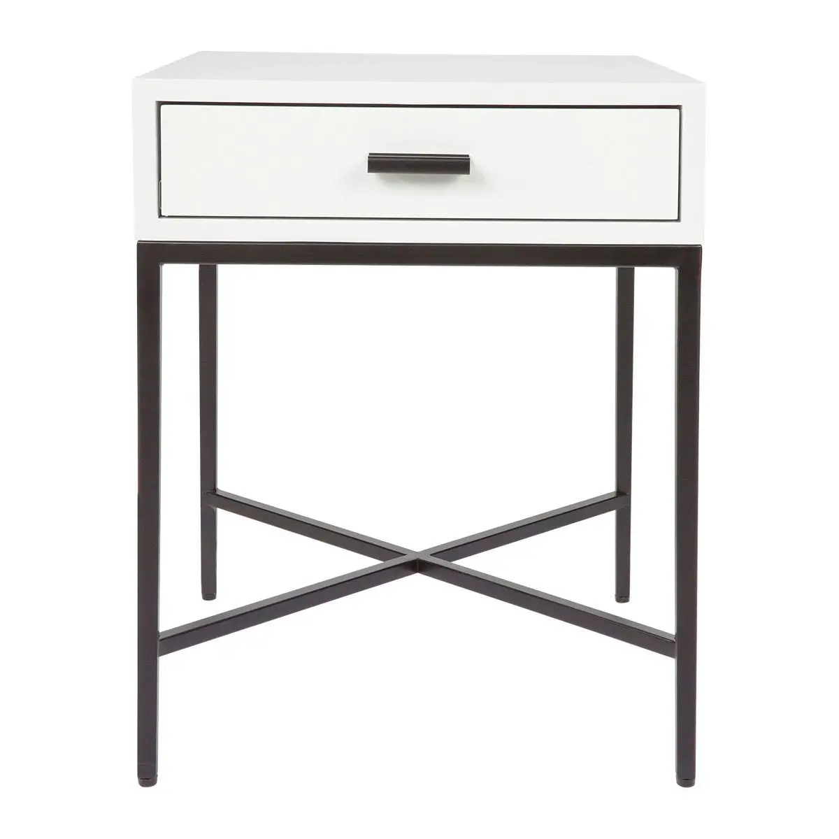 Nessa White Bedside Table - Black