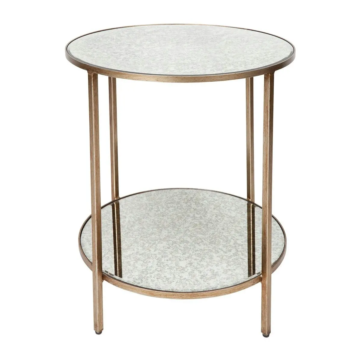 Cocktail Mirrored Side Table - Antique Gold