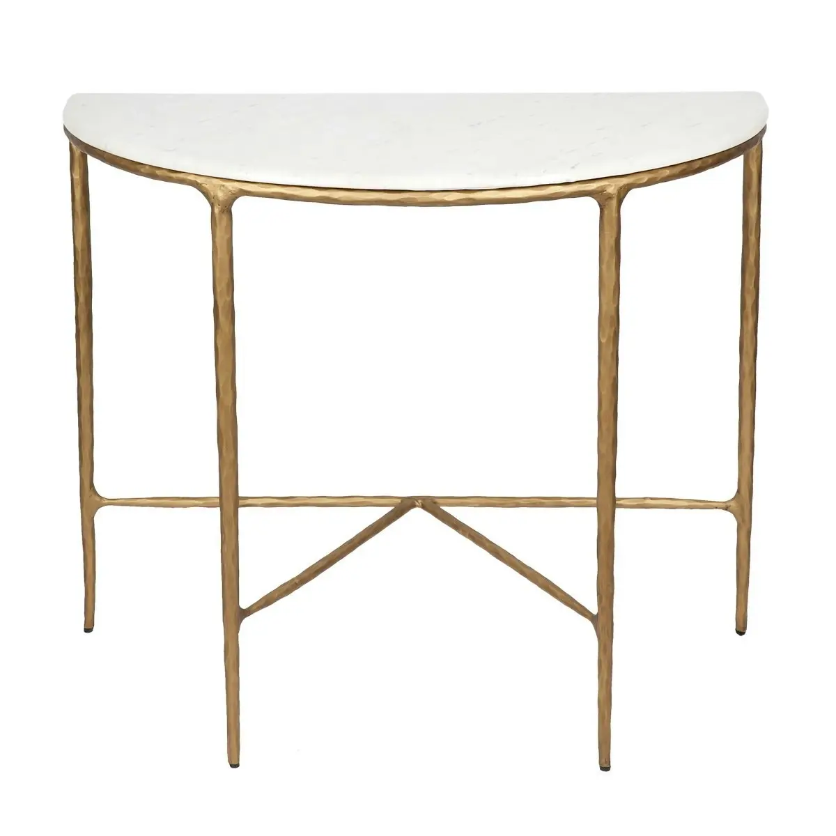 Heston Marble Demilune Table - Brass