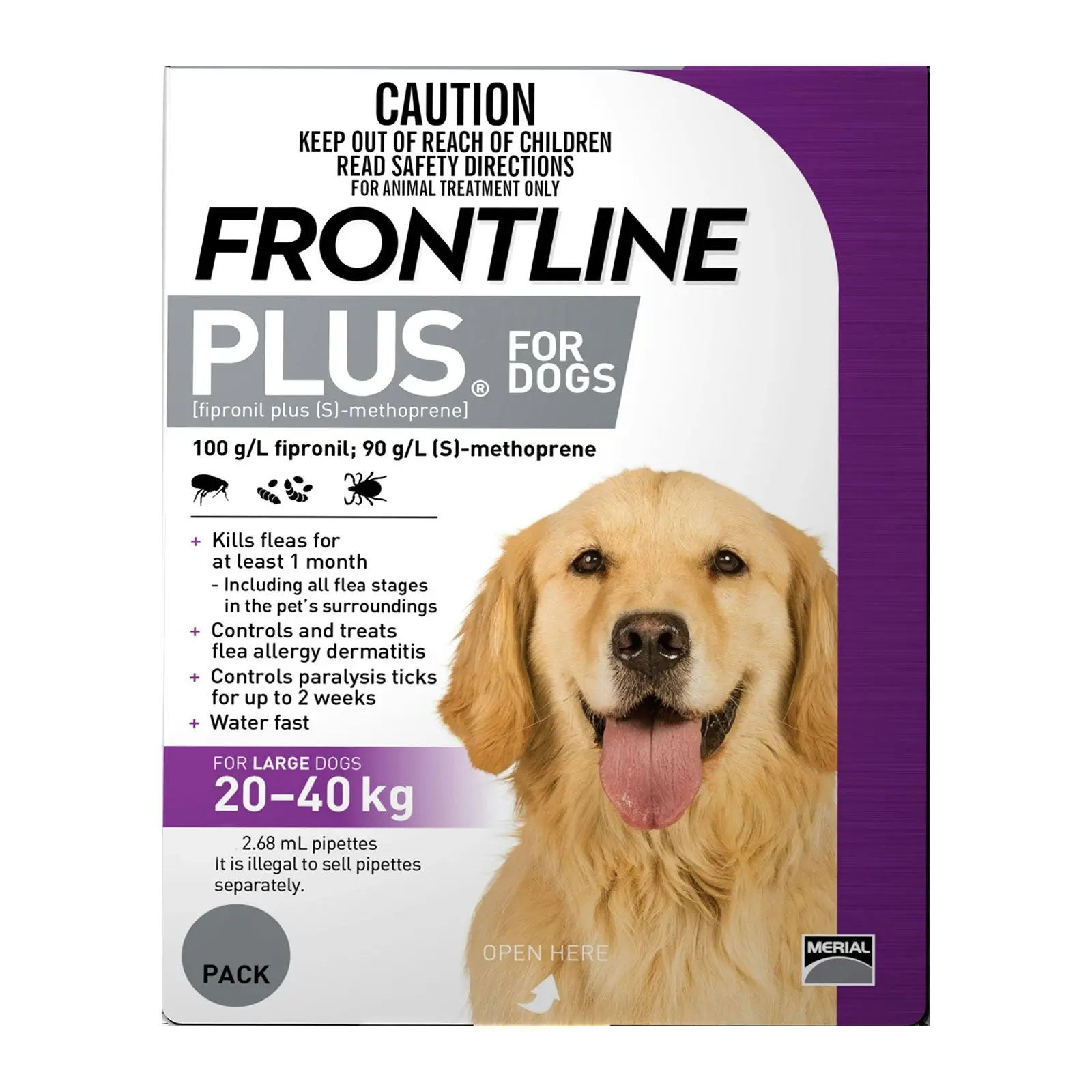 Frontline Plus For Large Dogs 20 To 40 Kg (Purple) 12 Pipettes