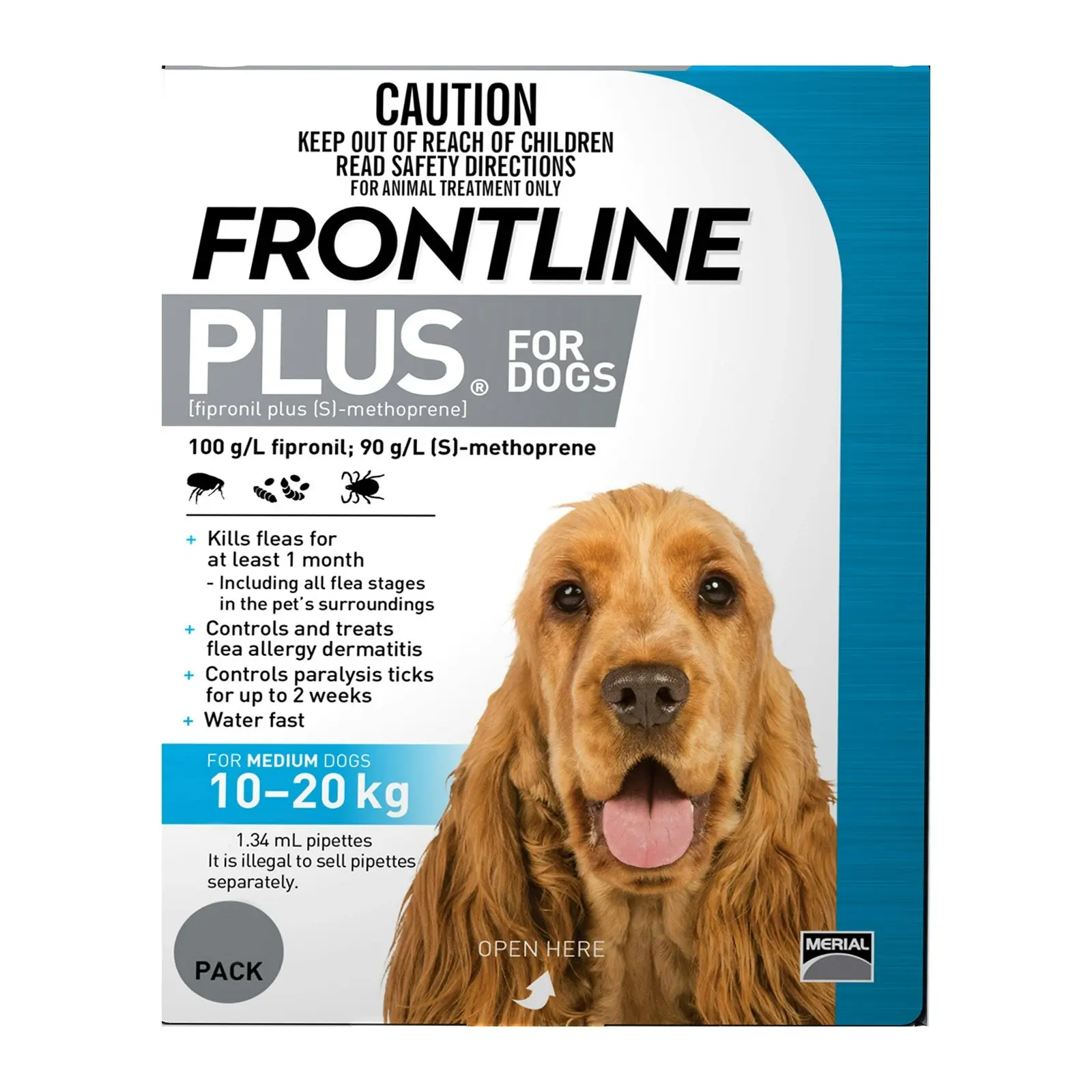 Frontline Plus For Medium Dogs 10 To 20Kg (Blue) 12 Pipettes