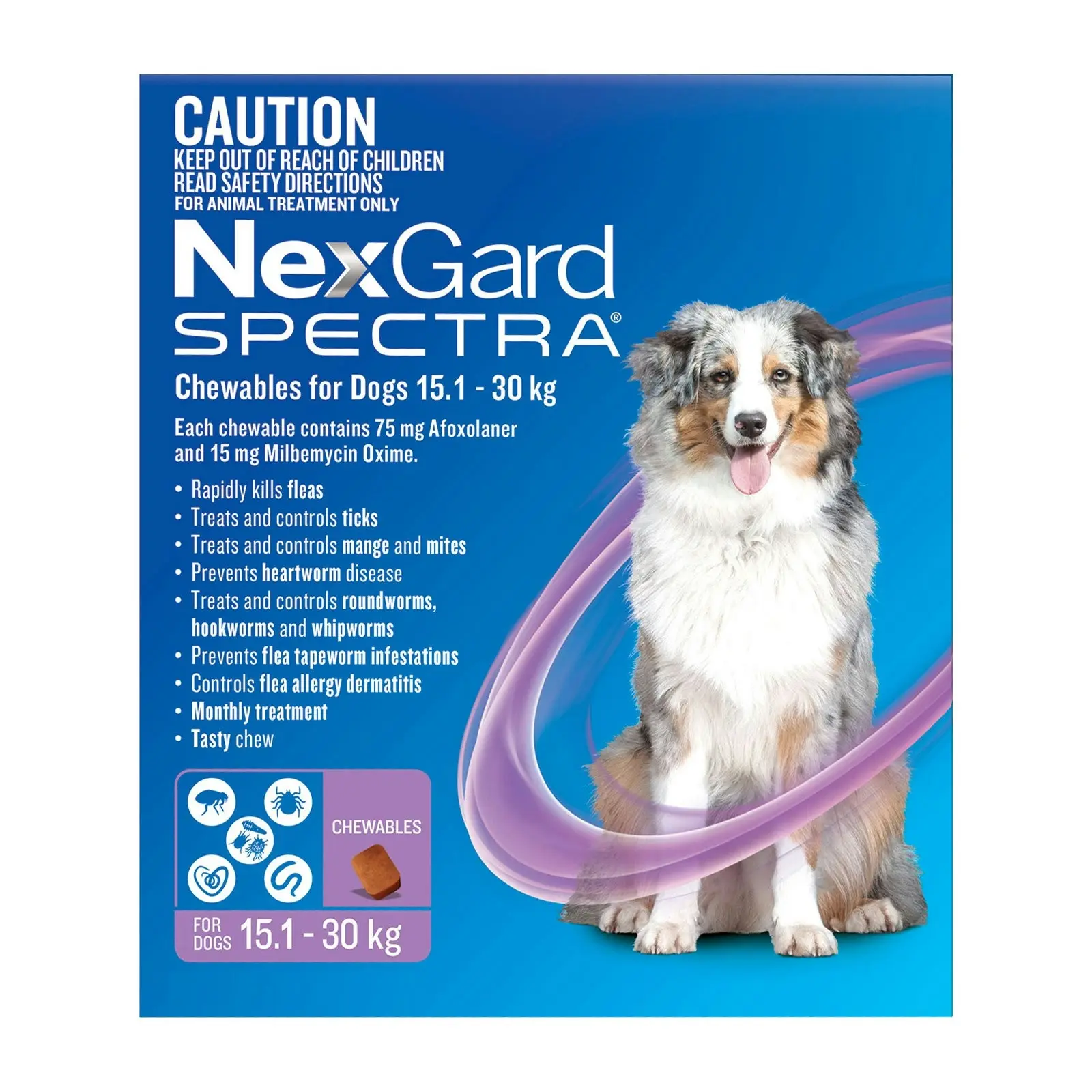 Nexgard Spectra for Large Dogs 15.1 to 30 Kg (Purple) 12 Chews