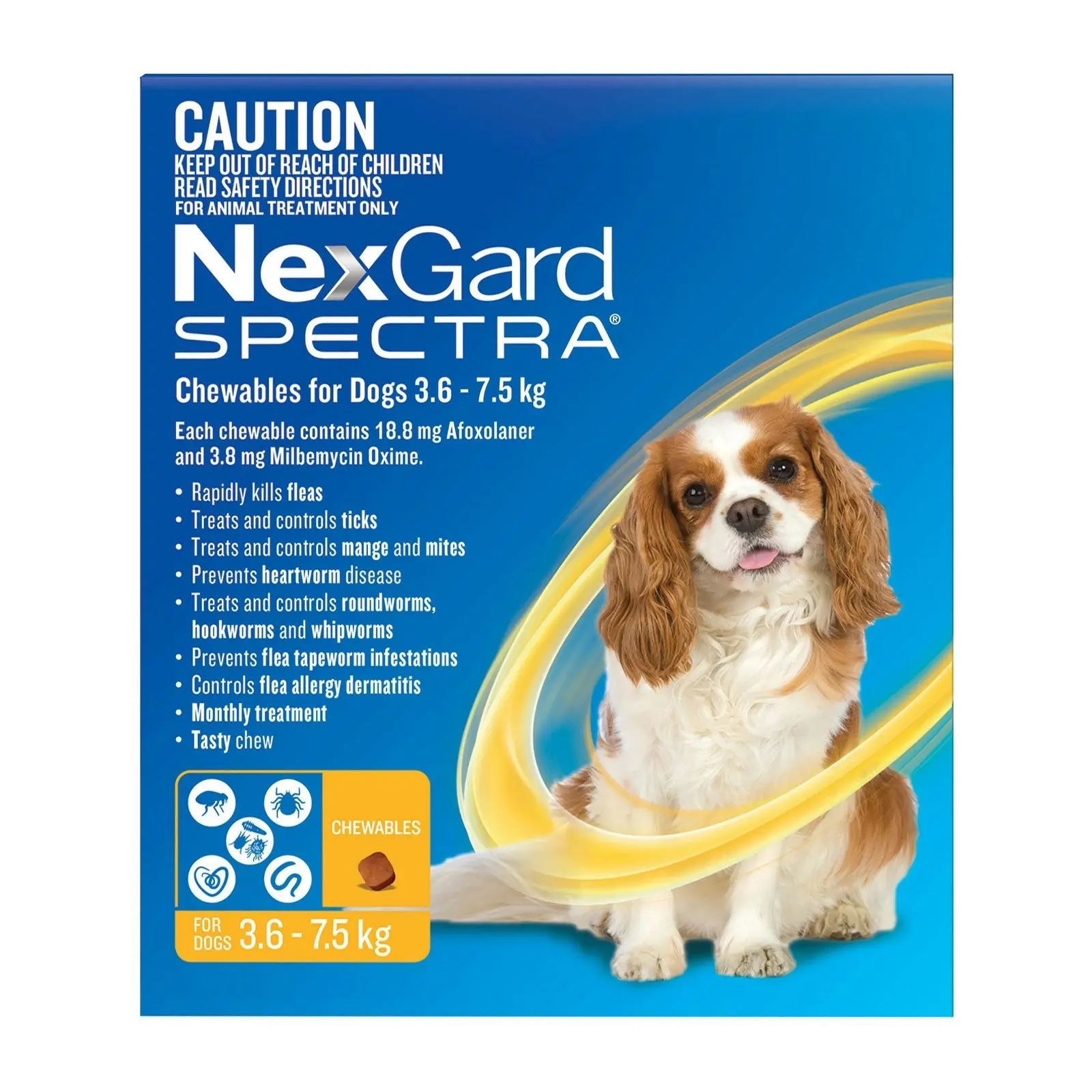 Nexgard Spectra for Small Dogs 3.6 to 7.5 Kg (Yellow) 12 Chews