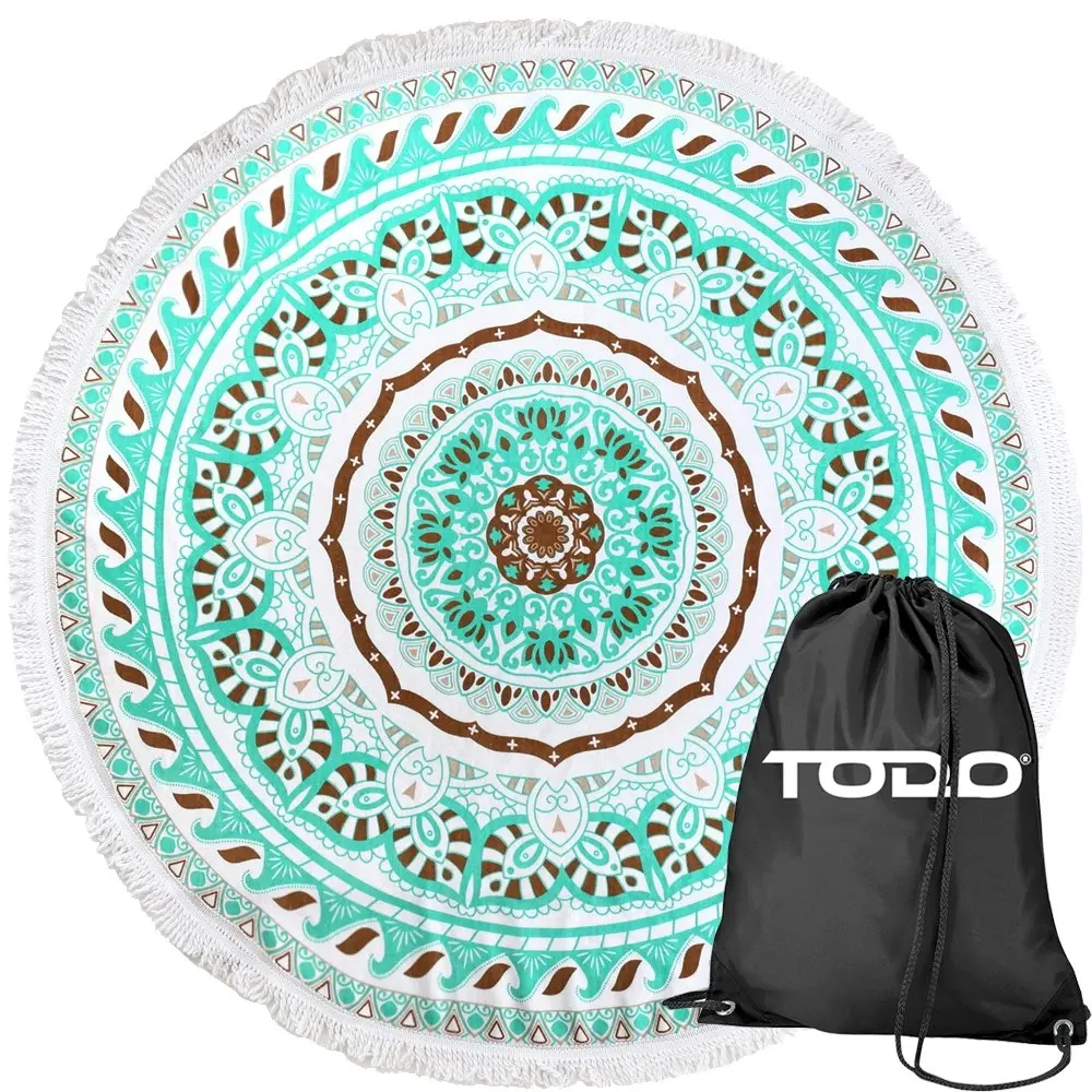 TODO Luxury Thick Microfiber Round Beach Towel Throw Rug Ttowel09 Blue