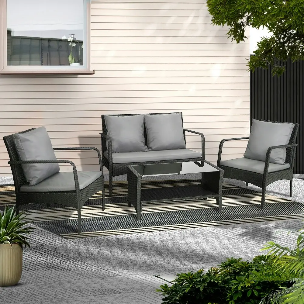 Gardeon Outdoor Sofa Set Lounge Setting Wicker Table and Chairs Garden Patio Furniture