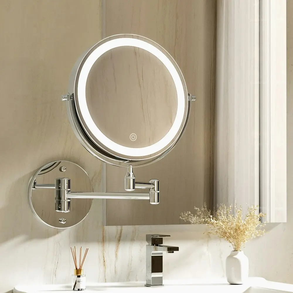 Embellir Extendable Makeup Mirror 10X Magnifying Double-Sided Bathroom Silver