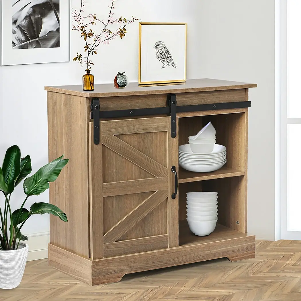 Levede Buffet Sideboard Storage Cabinet Sliding Barn Door Kitchen Cupboard