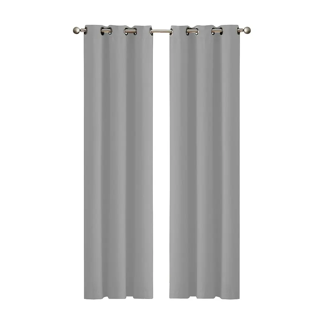 Traderight Group  2x Blockout Curtains Panels 3 Layers Eyelet Room Darkening 132x160cm Grey