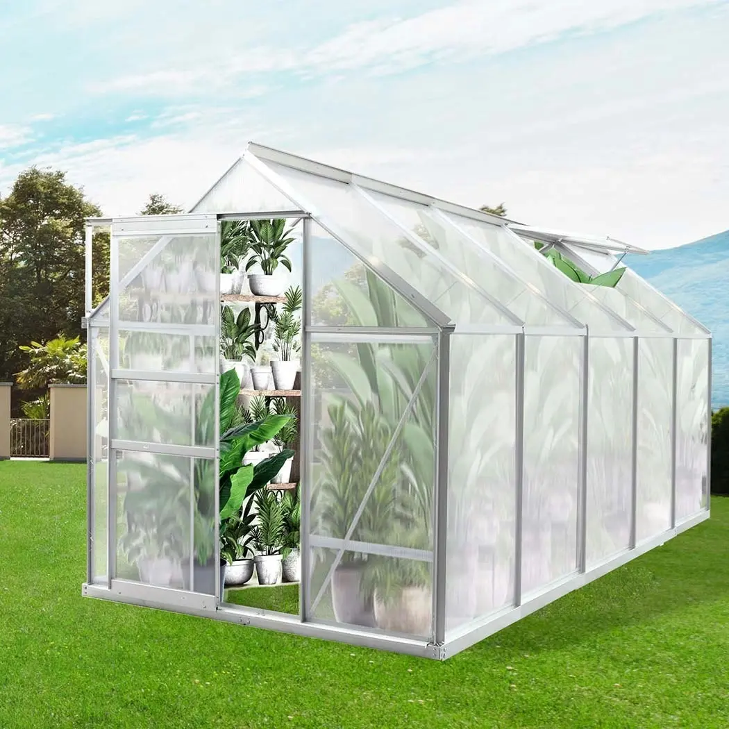 Lambu Greenhouse Aluminium Walk In Green House Garden Plant Shed PC 3.16x1.9x1.95