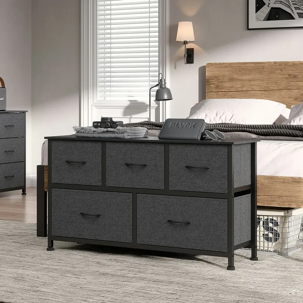 Levede Chest of 5 Drawers Storage Cabinet Dresser Lowboy Organizer TV Stand Unit