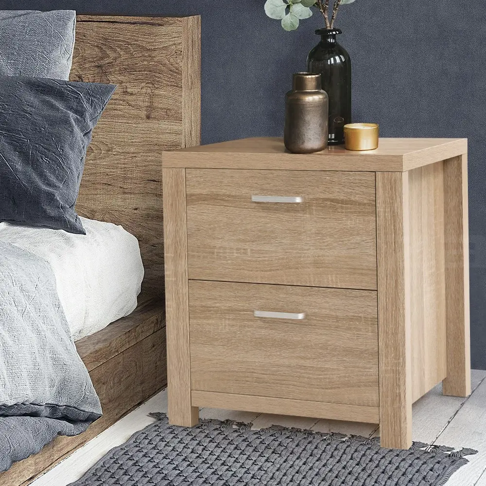 Artiss Bedside Table 2 Drawers - MAXI Pine