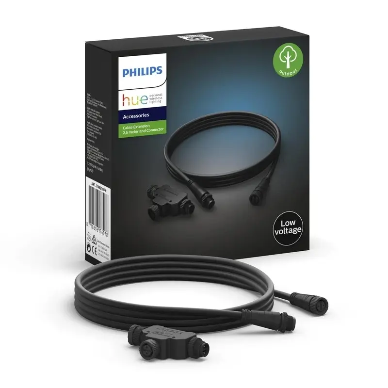 Philips Hue Black Cable Extension & Connector 2.5m IP67 for Outdoor Lightings