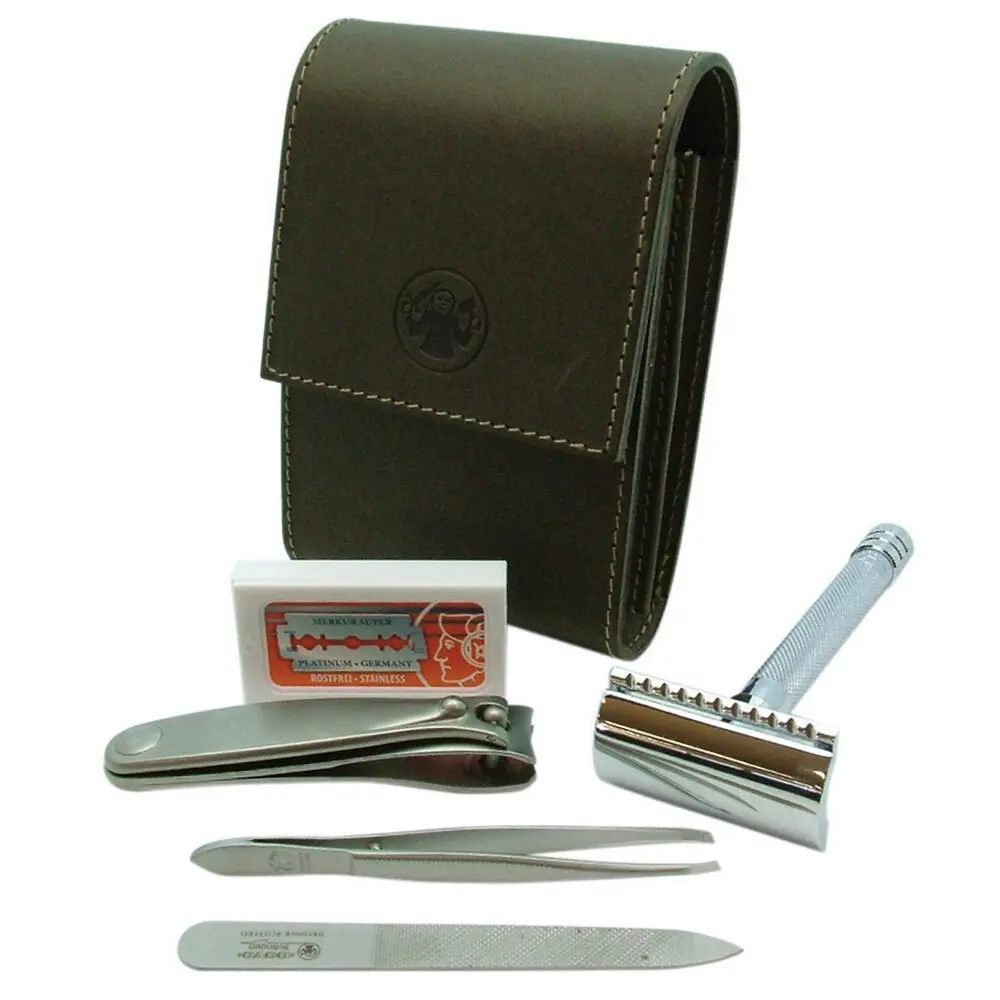 Dovo Solingen Men Travel Shaving/Grooming Razor/Nail Clipper/Tweezer/Case Set