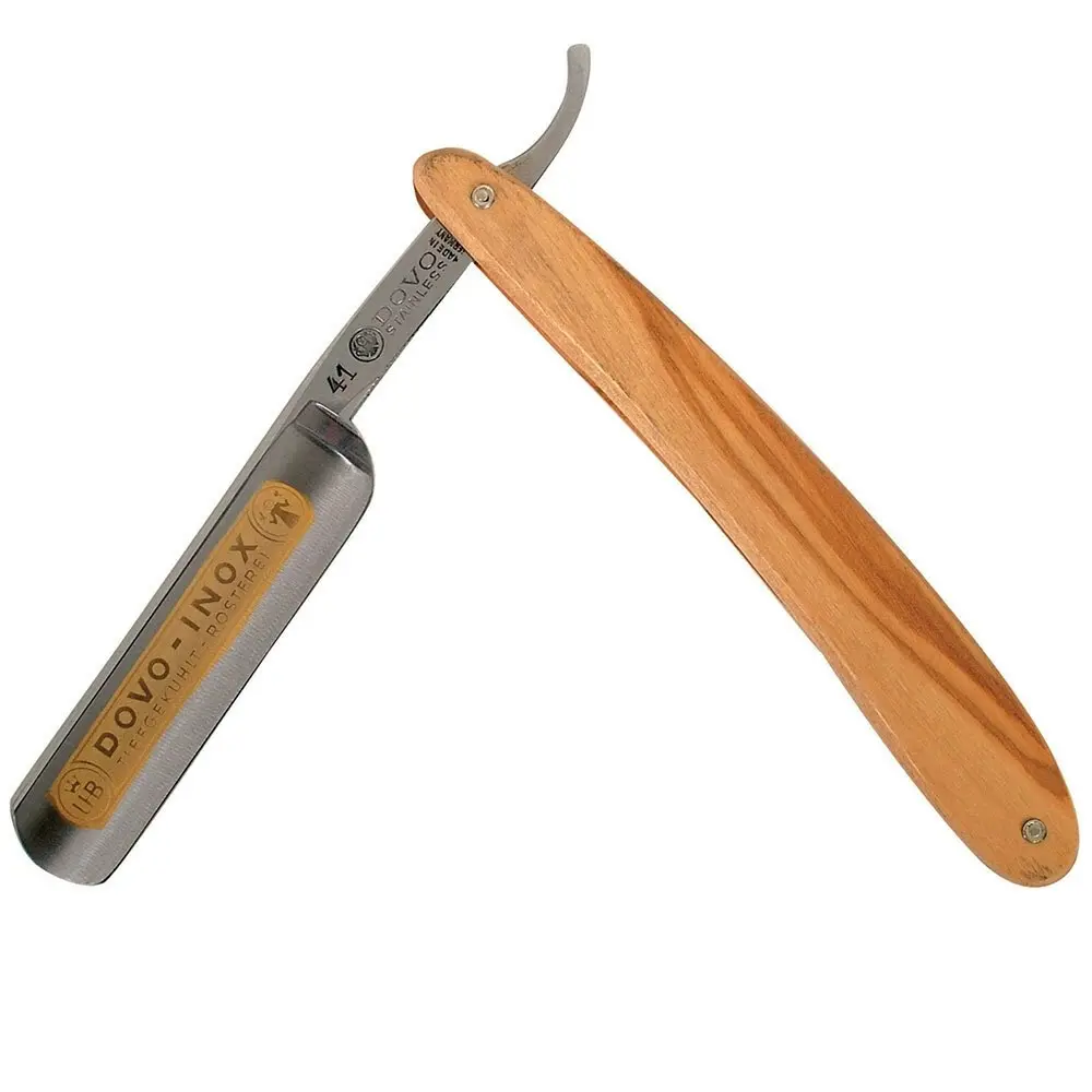 Dovo Solingen Grooming Beard/Moustache Straight Razor/Shaver w/Wood Handle Olive