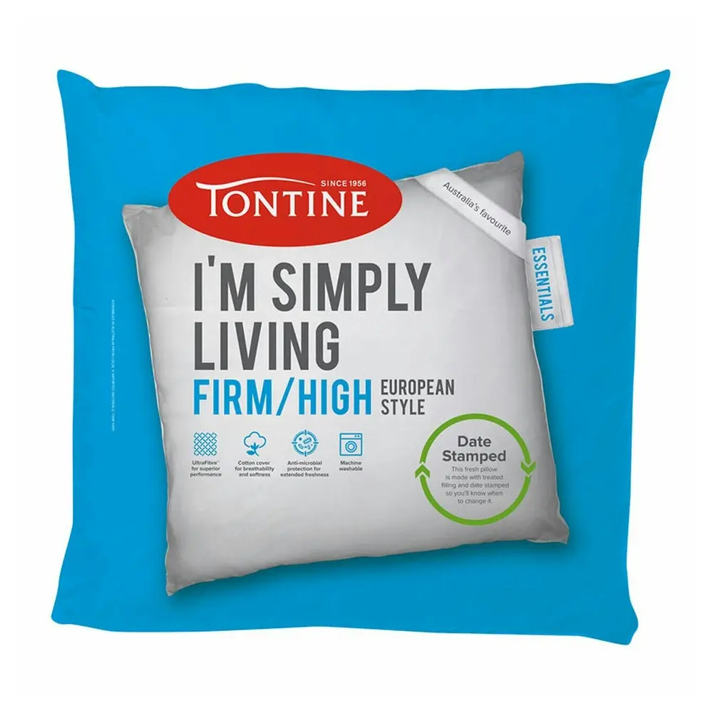 Tontine 65x65cm Simply Living European Cotton Square Pillow Firm High Profile WT