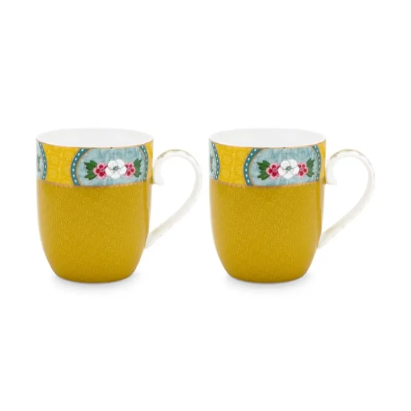 PIP Studio Blushing Birds Porcelain Yellow Small 145ml Mugs Set of 2